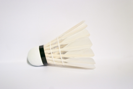 A white shuttlecock on white background の写真素材