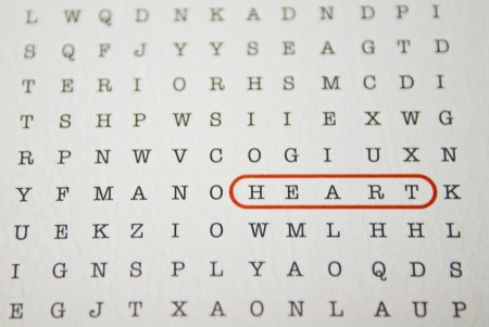 Heart text highlight in puzzle text の写真素材