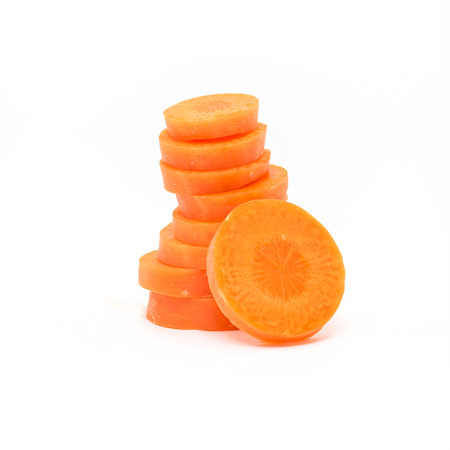 Carrot slice isolated on whiteの写真素材