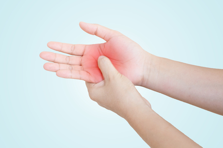 Hands of men or women Injury on the palmの写真素材