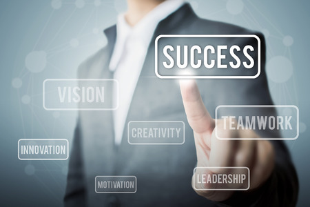 Businessman hand touching word success, Concept part to success growthの写真素材