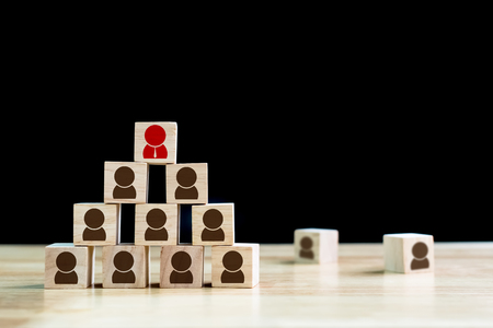 Human resource management and recruitment business concept, Wood cube buildingの写真素材