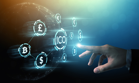 ICO Initial coin offering business financial internet innovation technology conceptの写真素材