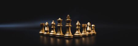 Panoramic image, Leader and success business competition concept. Chess board game strategy