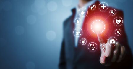 Healthcare medical technology network, Insurance for your health conceptの写真素材