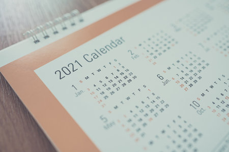 Defocus image, Calendar 2021 month and date schedule. Concept of planning work and lifeの写真素材