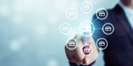 Franchise business marketing system concept. Structure service store network strategyの写真素材