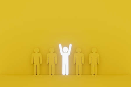 Human sign outstanding among group. Leader, Unique, Think different, Individual and standing out from the crowd concept. 3d illustrationの写真素材