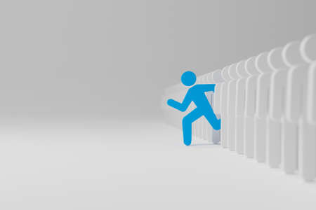 Human sign outstanding among group. Leader, Unique, Think different, Individual and standing out from the crowd concept. 3d illustrationの写真素材