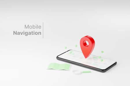 Mobile navigation, gps satellite navigation, travel, tourism and location route planning concept....