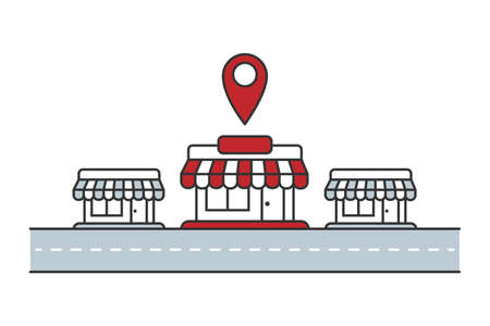 Building store location concept. Franchise marketing. Vector illustrationのイラスト素材