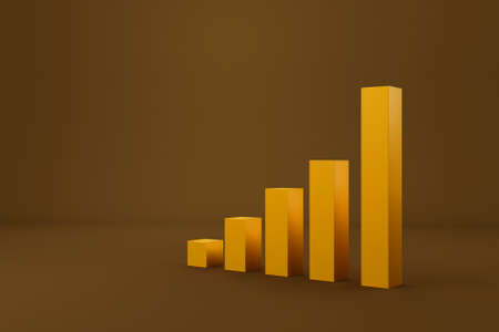 Graph bar growth moving up steps staircase. Business development to success and growing growth concept. 3d illustrationの写真素材