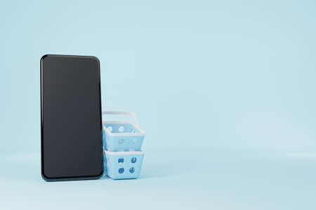 Online shopping concept. Mobile phone or smartphone mockup. Smart phone with blank screen display...