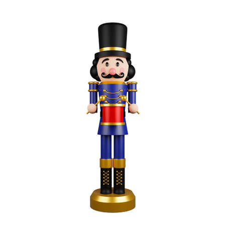Christmas nutcracker toy soldier traditional figurine isolated on white background with clipping...