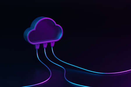 Cloud computing concept. Technology data center on cloud service. 3d rendering illustrationの写真素材
