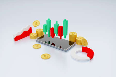 Fintech finance technology investment on mobile smartphone. Crypto currency new trend growth future....