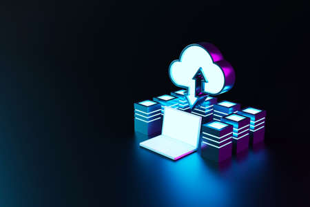 Cloud computing concept. Technology data center on cloud service. 3d rendering illustrationの写真素材