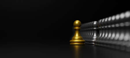 Gold pawn of chess. Unique, Think different, Individual and standing out from the crowd concept....