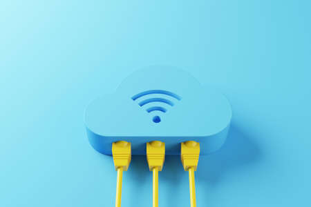 Cloud computing concept. Technology data center on cloud service. 3d rendering illustrationの写真素材