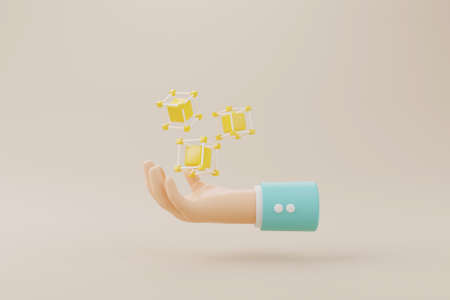 Fintech concept. Technology blockchain finance money coin and token. 3d rendering illustrationの写真素材