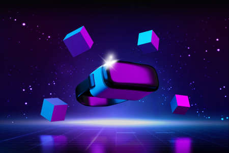 VR glasses headset. Augmented reality (AR) Technology. Metaverse world virtual reality technology...
