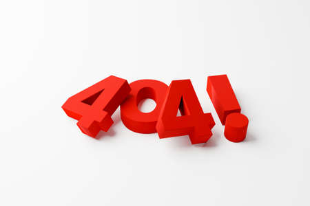 404 error page not found concept. Red block letters number on white background. 3d render...