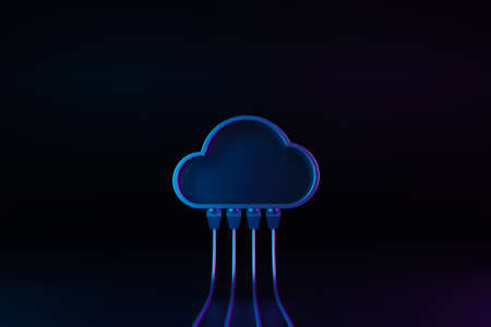 Cloud computing concept. Technology data center on cloud service. 3d rendering illustrationの写真素材