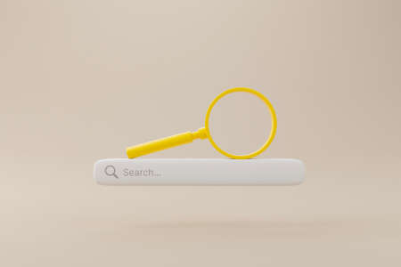 Search bar and magnifying glass on background. Searching information data on internet networking...