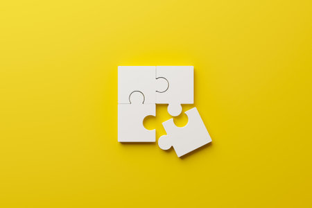 Jigsaw puzzle connecting together. Team business success partnership or teamwork concept. 3d rendering illustrationの写真素材