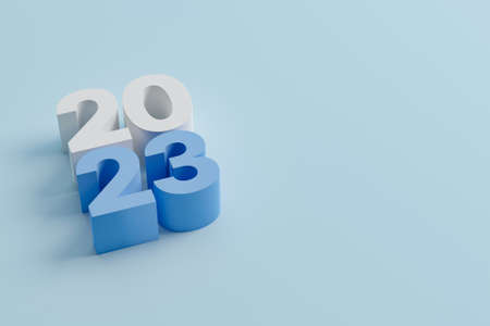 Happy new year 2023. New year resolution 2023. 3d render illustrationの写真素材