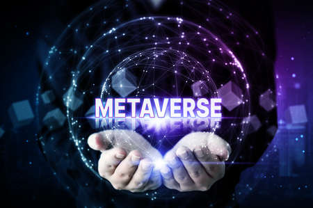 Metaverse world virtual reality technology concept. Internet of things (IoT). Futuristic business finance blockchainの写真素材