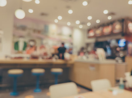 Blurred images of the restaurant japanese style interior background and lighting bokehの写真素材