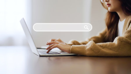 Women using computer laptop to find what they are interested in. Searching information data on internet networking conceptの写真素材