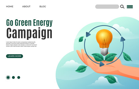 Concept of save energy sustainability or environmental world protection. Web banner, landing page. Vector illustrationのイラスト素材