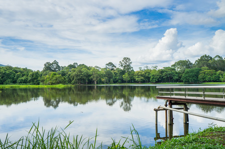 Samll Lake and little bridge 1の写真素材