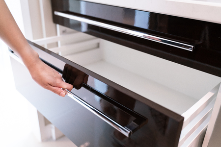 Hand Pull Open Drawer Woodenの写真素材