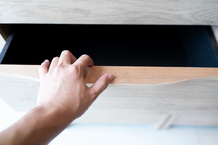 Hand Pull Open Drawer Woodenの写真素材
