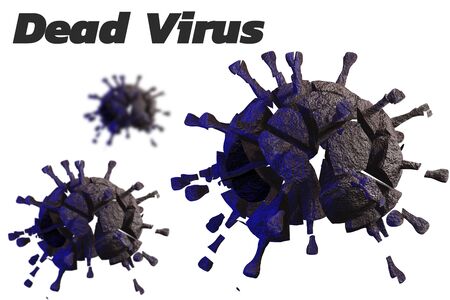 Dead corona virus or virus destruction after medical from vaccine on red background. 3D renderの写真素材