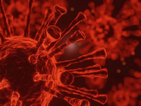 Virus : Coronavirus disease COVID-19,Virus 3d rendered