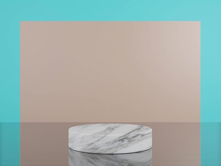 Product stand white marble, 3D Renderingの写真素材