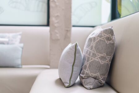 Pillows on sofa decoration in living room interior.の写真素材
