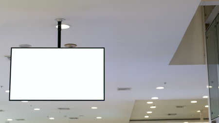 Mockup monitor with blank white screen at department store.