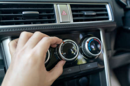 turning on of the air conditioning system in car.の写真素材