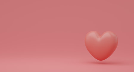 Valentine's Day concept, pink hearts balloons on pink background. 3D rendering.の写真素材