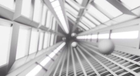 Spaceship corridor, tunnel with light. sci-fi, science concept. 3d rendering.の写真素材