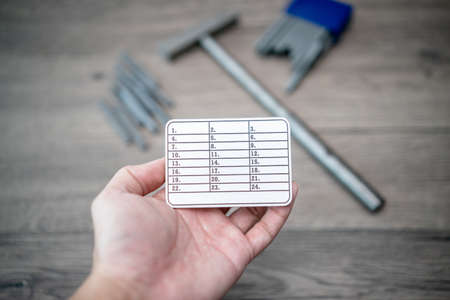 Metal plates for stamp seed phrase, secure and save password. Hardware cryptocurrency wallet. Safe storage for crypto.の写真素材