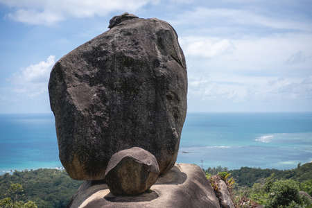 Big overlap with ocean view background.の写真素材