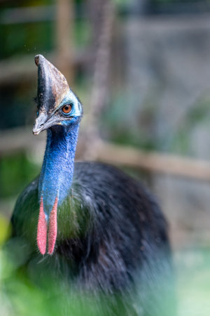 Southern cassowary, large black bird  native to the tropical forests.