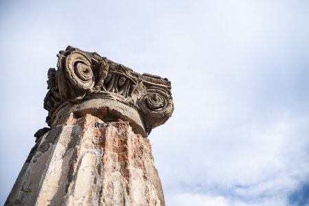 ancient Roman city ruins destroyed from eruption of Mount Vesuvius in 1st century.の写真素材