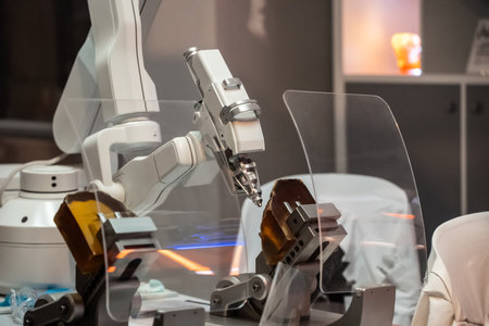 Industrial machine and factory robot arm, Smart factory industry concept.の写真素材